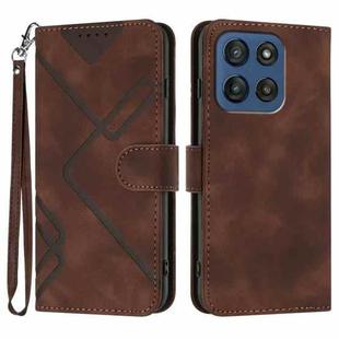 For Motorola Edge 60 Line Pattern Skin Feel Leather Phone Case(Coffee)
