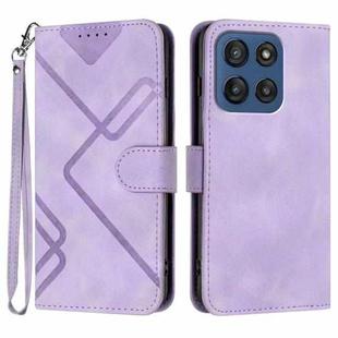 For Motorola Edge 60 Line Pattern Skin Feel Leather Phone Case(Light Purple)
