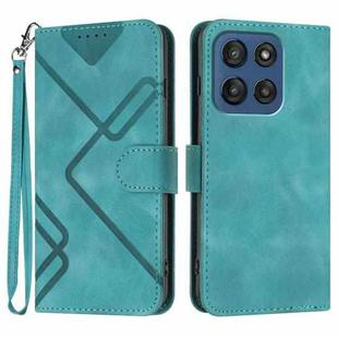 For Motorola Edge 60 Line Pattern Skin Feel Leather Phone Case(Light Blue)