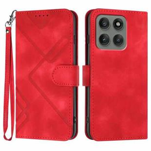 For Motorola Edge 60 Pro Line Pattern Skin Feel Leather Phone Case(Red)