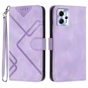 For Motorola Moto G23 Line Pattern Skin Feel Leather Phone Case(Light Purple)