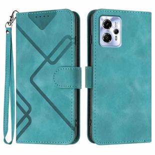 For Motorola Moto G23 Line Pattern Skin Feel Leather Phone Case(Light Blue)