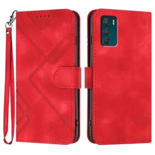 For Motorola Moto G42 Line Pattern Skin Feel Leather Phone Case(Red)