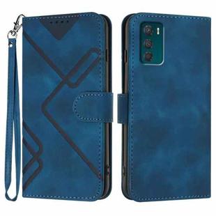 For Motorola Moto G42 Line Pattern Skin Feel Leather Phone Case(Royal Blue)