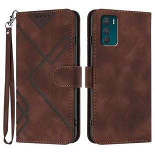 For Motorola Moto G42 Line Pattern Skin Feel Leather Phone Case(Coffee)