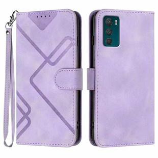 For Motorola Moto G42 Line Pattern Skin Feel Leather Phone Case(Light Purple)