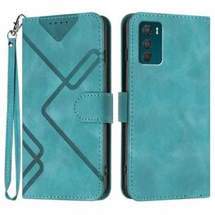 For Motorola Moto G42 Line Pattern Skin Feel Leather Phone Case(Light Blue)