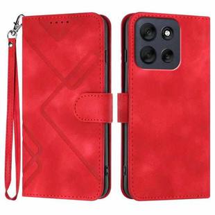 For Motorola Moto G56 5G Line Pattern Skin Feel Leather Phone Case(Red)