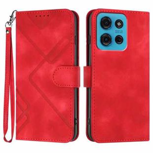 For Motorola Moto G75 5G Line Pattern Skin Feel Leather Phone Case(Red)