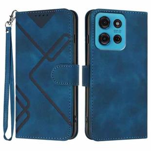 For Motorola Moto G75 5G Line Pattern Skin Feel Leather Phone Case(Royal Blue)