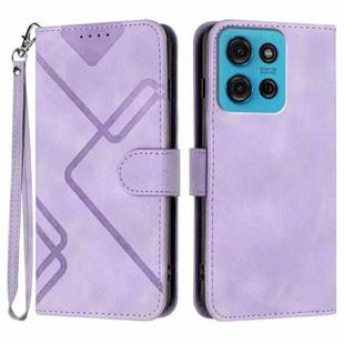 For Motorola Moto G75 5G Line Pattern Skin Feel Leather Phone Case(Light Purple)