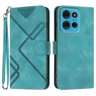 For Motorola Moto G75 5G Line Pattern Skin Feel Leather Phone Case(Light Blue)
