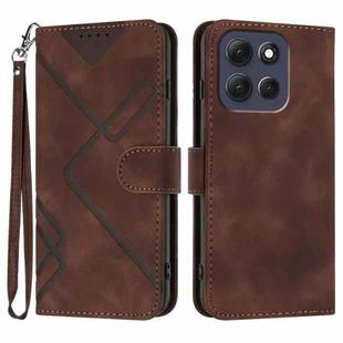For Motorola Moto G86 5G Line Pattern Skin Feel Leather Phone Case(Coffee)