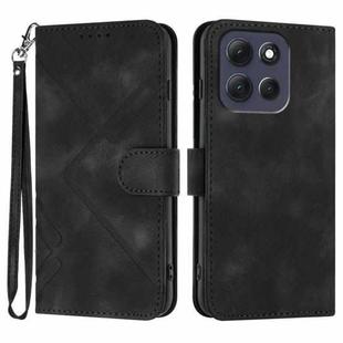 For Motorola Moto G86 Power Line Pattern Skin Feel Leather Phone Case(Black)