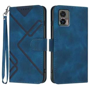 For Motorola Edge 30 Neo Line Pattern Skin Feel Leather Phone Case(Royal Blue)