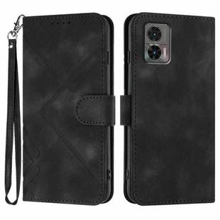 For Motorola Edge 30 Neo Line Pattern Skin Feel Leather Phone Case(Black)