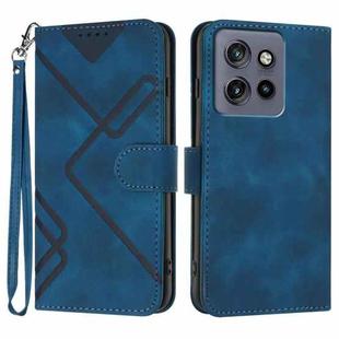For Motorola Edge 50 Neo Line Pattern Skin Feel Leather Phone Case(Royal Blue)