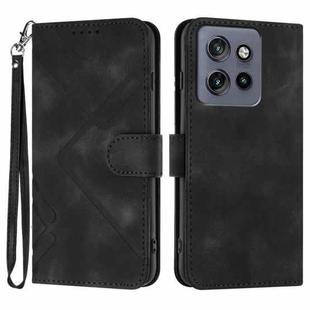 For Motorola Edge 50 Neo Line Pattern Skin Feel Leather Phone Case(Black)