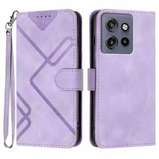 For Motorola Edge 50 Neo Line Pattern Skin Feel Leather Phone Case(Light Purple)