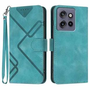 For Motorola Edge 50 Neo Line Pattern Skin Feel Leather Phone Case(Light Blue)