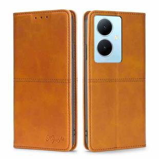 For vivo Y78 Plus 5G Cow Texture Magnetic Leather Phone Case(Light Brown)