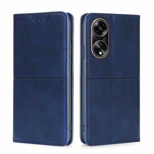 For OPPO A1 5G Cow Texture Magnetic Leather Phone Case(Blue)