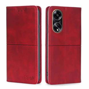 For OPPO A1 5G Cow Texture Magnetic Leather Phone Case(Red)