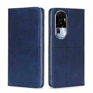 For OPPO Reno10 5G Cow Texture Magnetic Leather Phone Case(Blue)