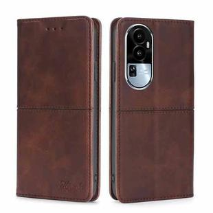 For OPPO Reno10 5G Cow Texture Magnetic Leather Phone Case(Dark Brown)