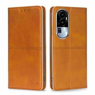 For OPPO Reno10 5G Cow Texture Magnetic Leather Phone Case(Light Brown)