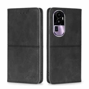 For OPPO Reno10 Pro+ 5G Cow Texture Magnetic Leather Phone Case(Black)