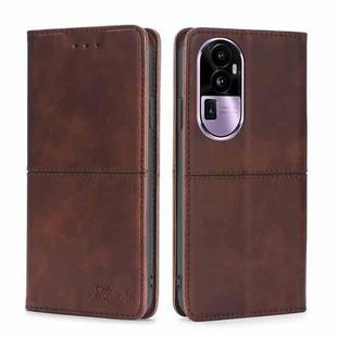 For OPPO Reno10 Pro+ 5G Cow Texture Magnetic Leather Phone Case(Dark Brown)