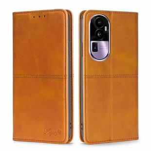 For OPPO Reno10 Pro+ 5G Cow Texture Magnetic Leather Phone Case(Light Brown)