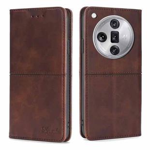 For OPPO Find X7 Ultra 5G Cow Texture Magnetic Leather Phone Case(Dark Brown)