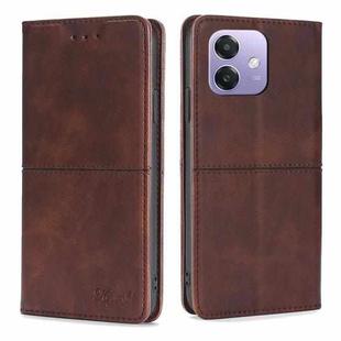 For OPPO A3 5G India Cow Texture Magnetic Leather Phone Case(Dark Brown)