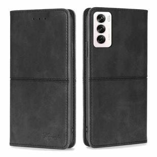 For OPPO Reno12 5G Global Cow Texture Magnetic Leather Phone Case(Black)