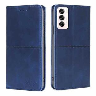 For OPPO Reno12 5G Global Cow Texture Magnetic Leather Phone Case(Blue)