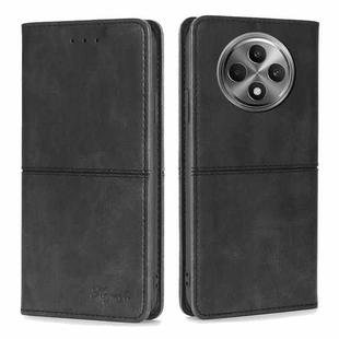 For OPPO Reno12 F 5G Cow Texture Magnetic Leather Phone Case(Black)
