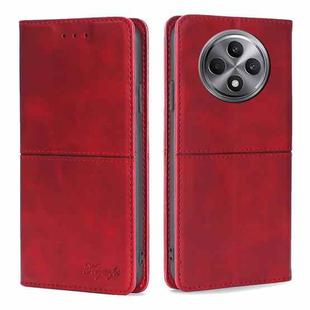 For OPPO Reno12 F 5G Cow Texture Magnetic Leather Phone Case(Red)