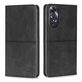 For OPPO A60 4G Global Cow Texture Magnetic Leather Phone Case(Black)