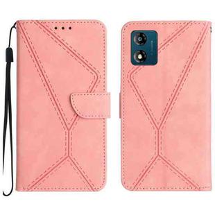 For Motorola Moto E13 4G Stitching Embossed Leather Phone Case(Pink)