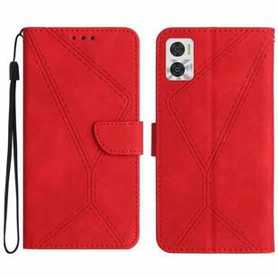 For Motorola Moto E22 / E22i 4G Stitching Embossed Leather Phone Case(Red)