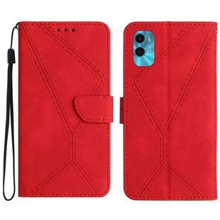 For Motorola Moto E22S / G22 4G Stitching Embossed Leather Phone Case(Red)