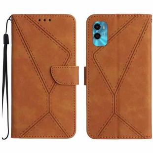 For Motorola Moto E22S / G22 4G Stitching Embossed Leather Phone Case(Brown)