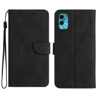 For Motorola Moto E22S / G22 4G Stitching Embossed Leather Phone Case(Black)
