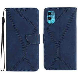 For Motorola Moto E22S / G22 4G Stitching Embossed Leather Phone Case(Blue)