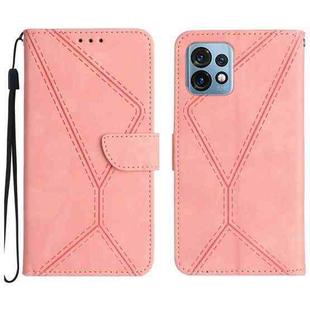 For Motorola Edge 40 Pro 5G Stitching Embossed Leather Phone Case(Pink)