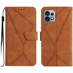 For Motorola Edge 40 Pro 5G Stitching Embossed Leather Phone Case(Brown)