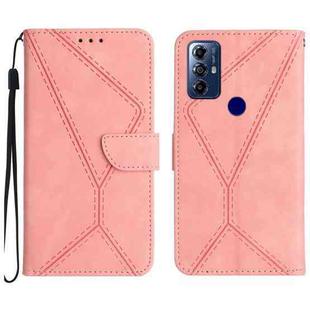 For Motorola Moto G Play 2023 Stitching Embossed Leather Phone Case(Pink)