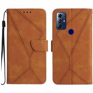 For Motorola Moto G Play 2023 Stitching Embossed Leather Phone Case(Brown)